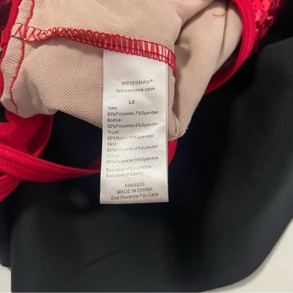 Weissman Tightrope Dance Costume LC Large (12-14) Vibrant Red and Classic Black